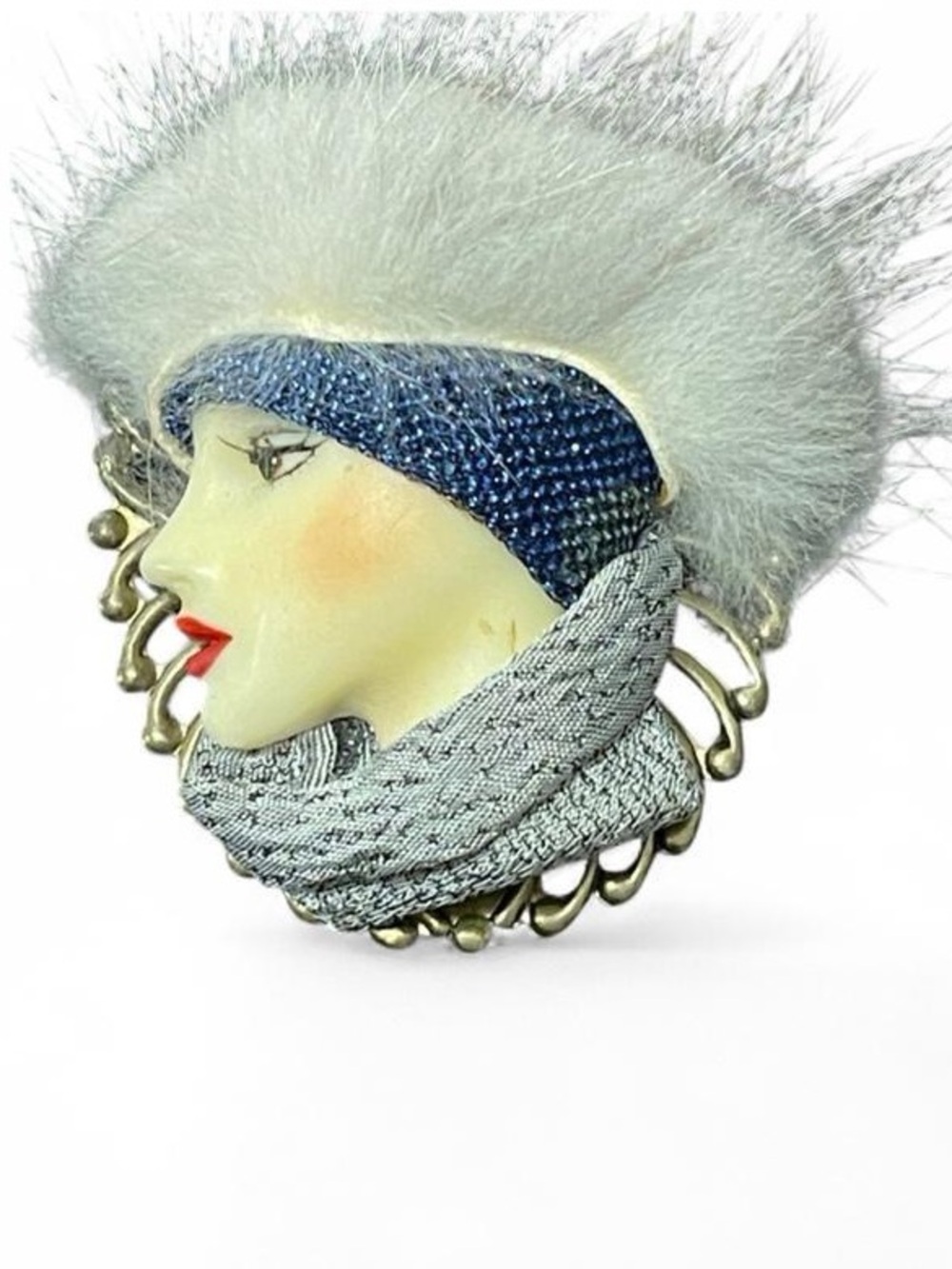 Vintage Fashion Lady Statement Cameo Brooch  Pin